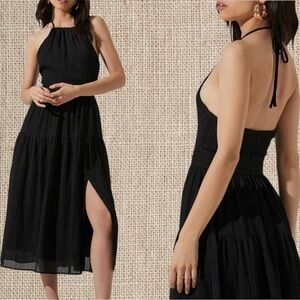 Astr Black Backless Halter Dress